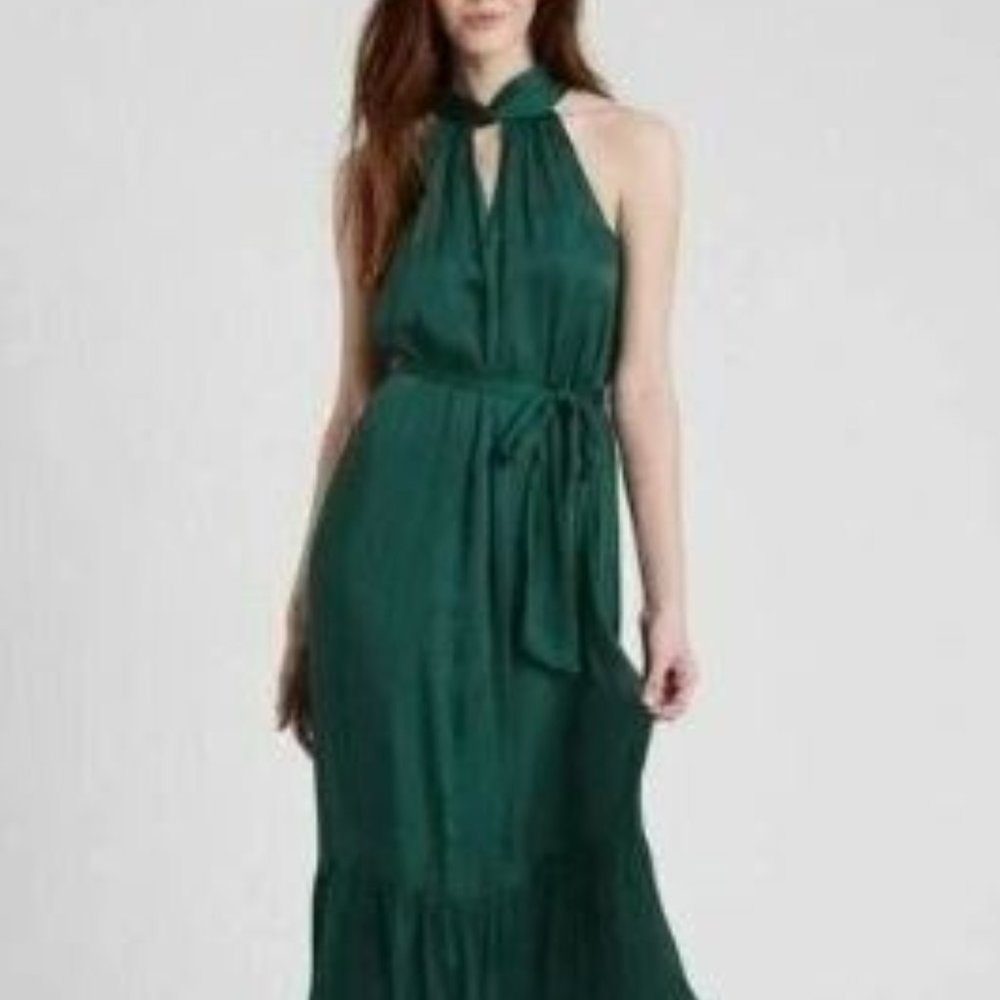 NWT Banana Republic Emerald Green Halter Dress Size 0
